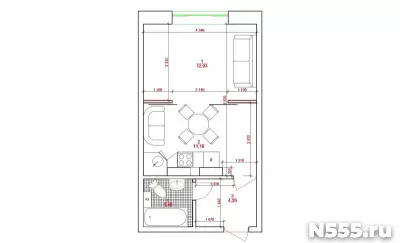 Западная поляна - Студия, 21 м², 4/4 эт.кирп. (Спарта-Холл)… фото 1